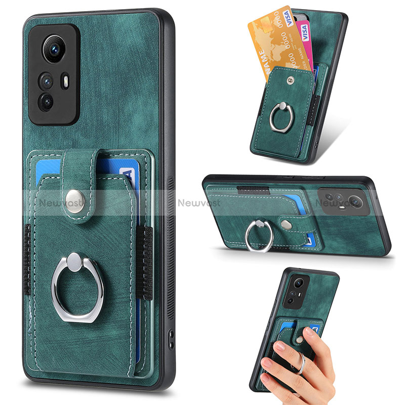 Soft Silicone Gel Leather Snap On Case Cover SD2 for Xiaomi Redmi Note 12S Green