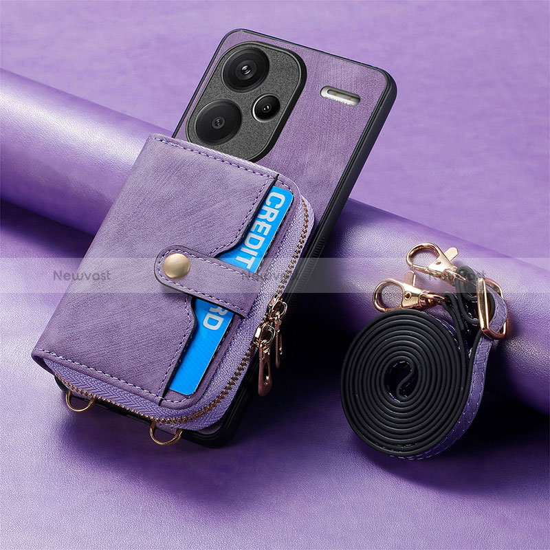 Soft Silicone Gel Leather Snap On Case Cover SD2 for Xiaomi Redmi Note 13 Pro+ Plus 5G Clove Purple