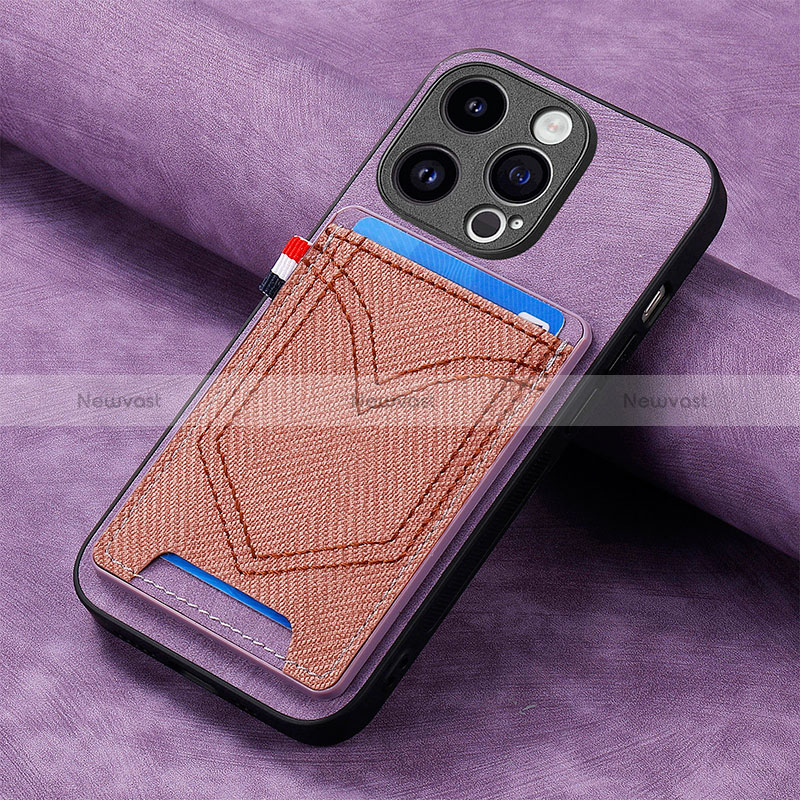 Soft Silicone Gel Leather Snap On Case Cover SD3 for Apple iPhone 14 Pro Clove Purple