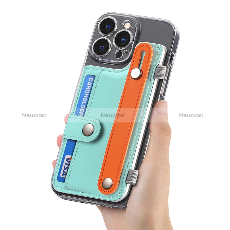 Soft Silicone Gel Leather Snap On Case Cover SD3 for Apple iPhone 14 Pro Max Cyan