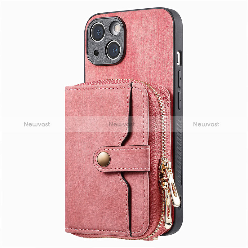 Soft Silicone Gel Leather Snap On Case Cover SD3 for Apple iPhone 15 Plus Pink