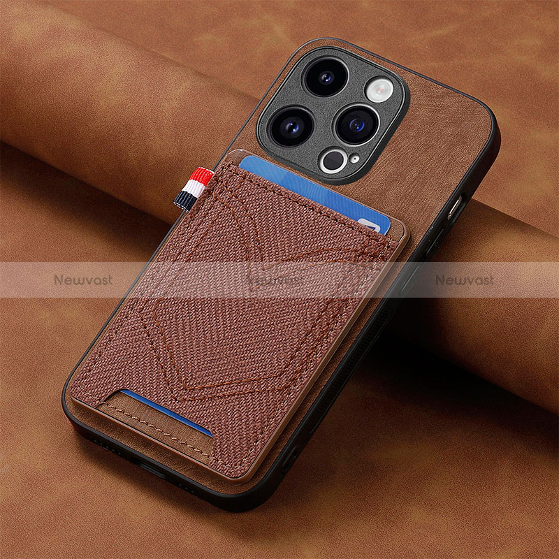Soft Silicone Gel Leather Snap On Case Cover SD3 for Apple iPhone 15 Pro Brown