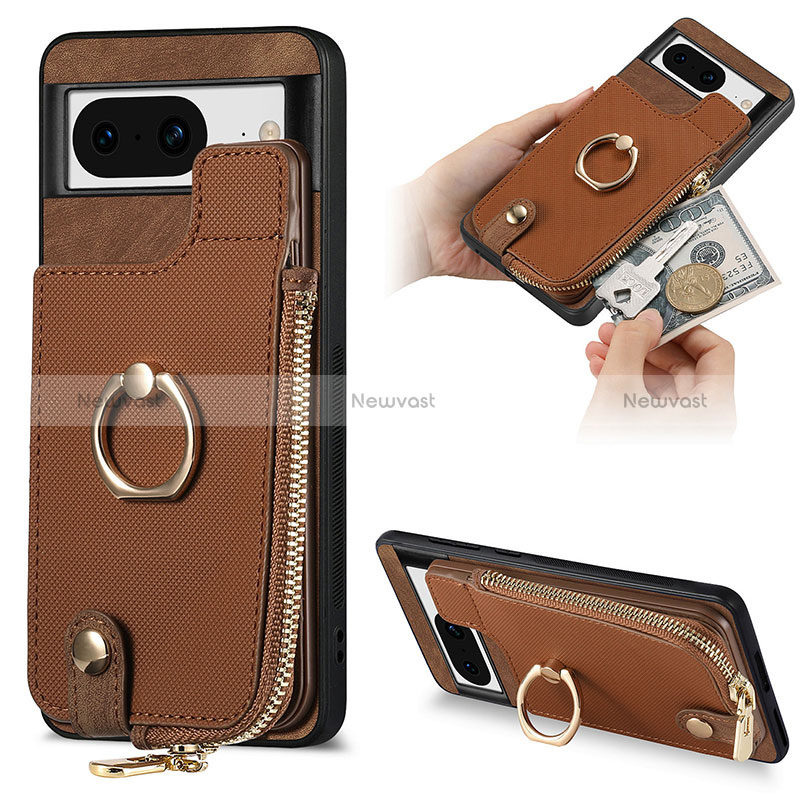 Soft Silicone Gel Leather Snap On Case Cover SD3 for Google Pixel 8 5G Brown