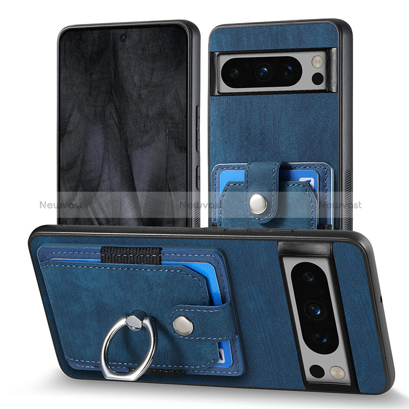 Soft Silicone Gel Leather Snap On Case Cover SD3 for Google Pixel 8 Pro 5G Blue