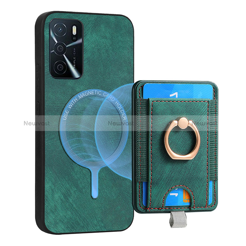 Soft Silicone Gel Leather Snap On Case Cover SD3 for Oppo A16 Green