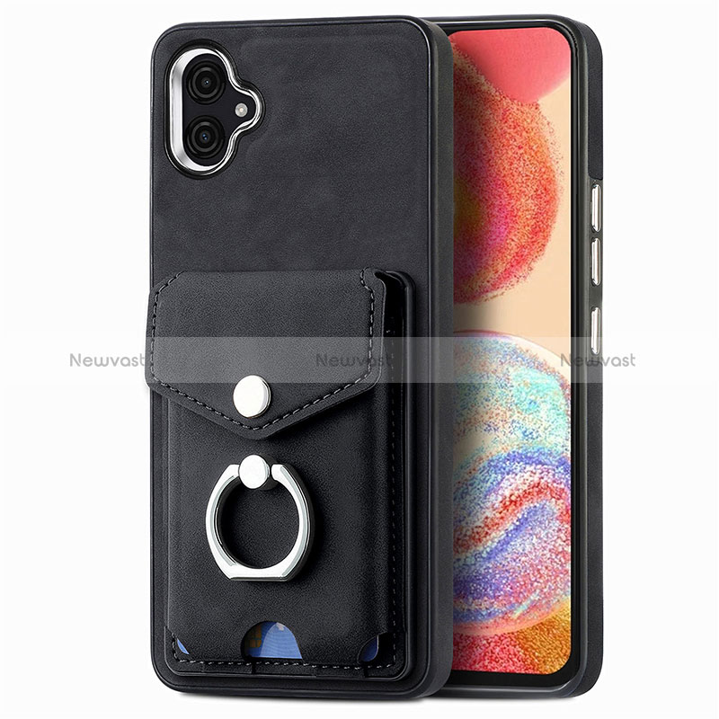 Soft Silicone Gel Leather Snap On Case Cover SD3 for Samsung Galaxy A04 4G Black