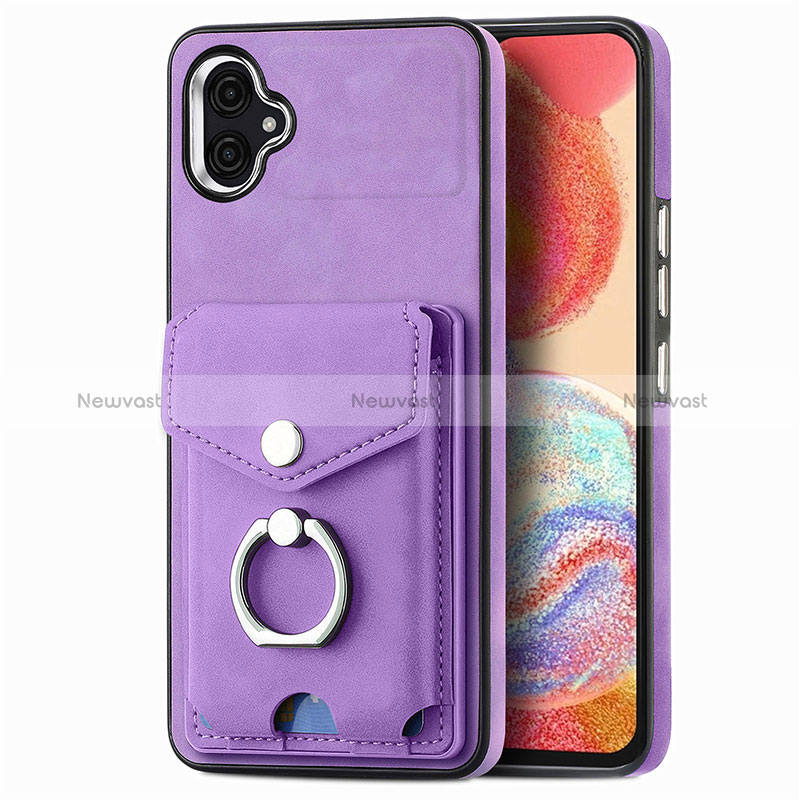 Soft Silicone Gel Leather Snap On Case Cover SD3 for Samsung Galaxy A04 4G Purple