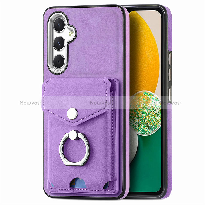 Soft Silicone Gel Leather Snap On Case Cover SD3 for Samsung Galaxy A04s Purple