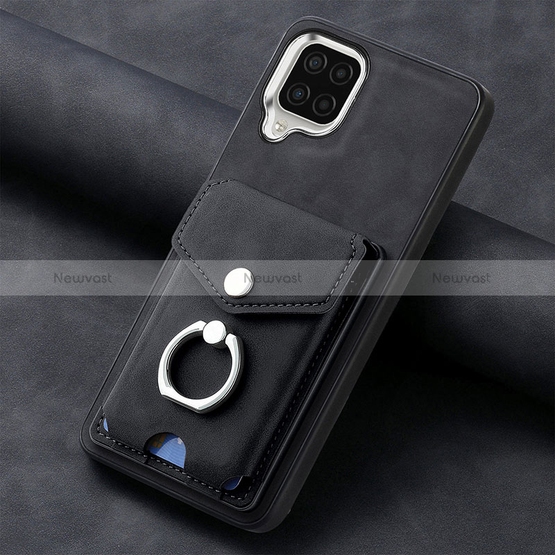 Soft Silicone Gel Leather Snap On Case Cover SD3 for Samsung Galaxy A12 5G Black