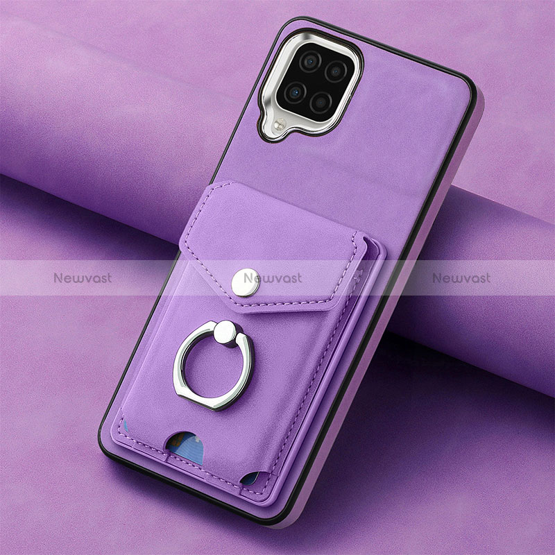 Soft Silicone Gel Leather Snap On Case Cover SD3 for Samsung Galaxy A12 Purple