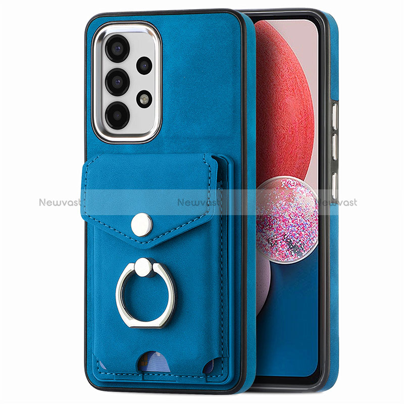 Soft Silicone Gel Leather Snap On Case Cover SD3 for Samsung Galaxy A13 4G Blue