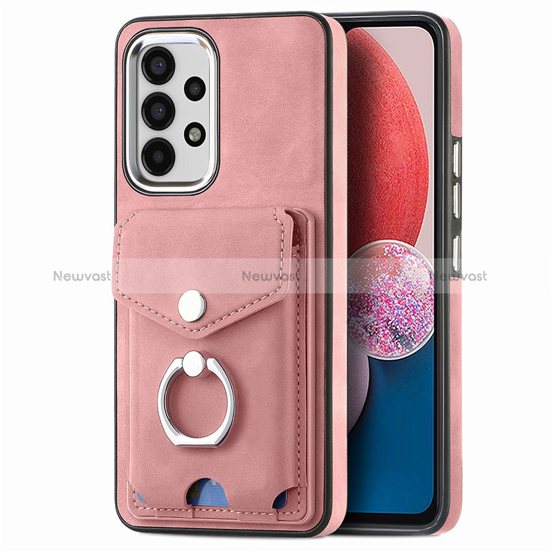 Soft Silicone Gel Leather Snap On Case Cover SD3 for Samsung Galaxy A13 4G Pink