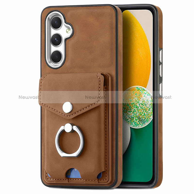 Soft Silicone Gel Leather Snap On Case Cover SD3 for Samsung Galaxy A13 5G Brown