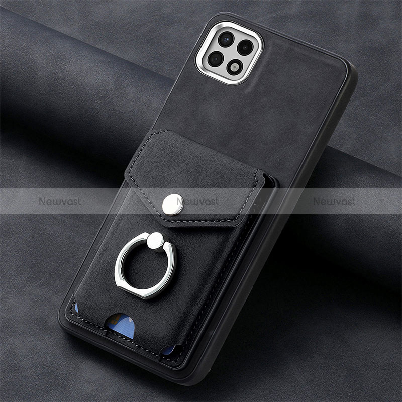 Soft Silicone Gel Leather Snap On Case Cover SD3 for Samsung Galaxy A22 5G Black