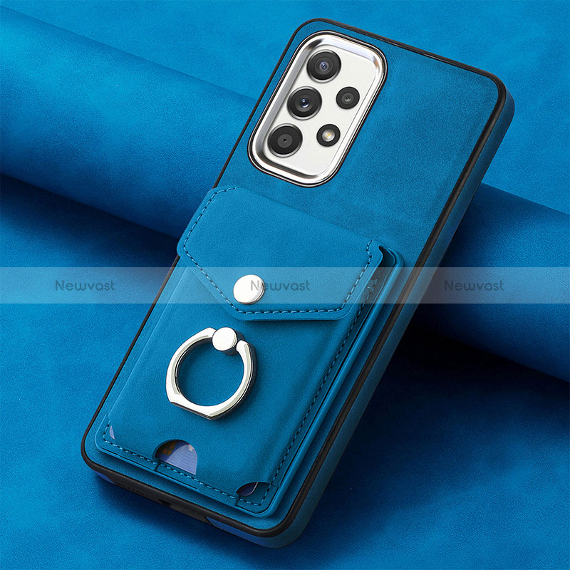 Soft Silicone Gel Leather Snap On Case Cover SD3 for Samsung Galaxy A23 4G Blue