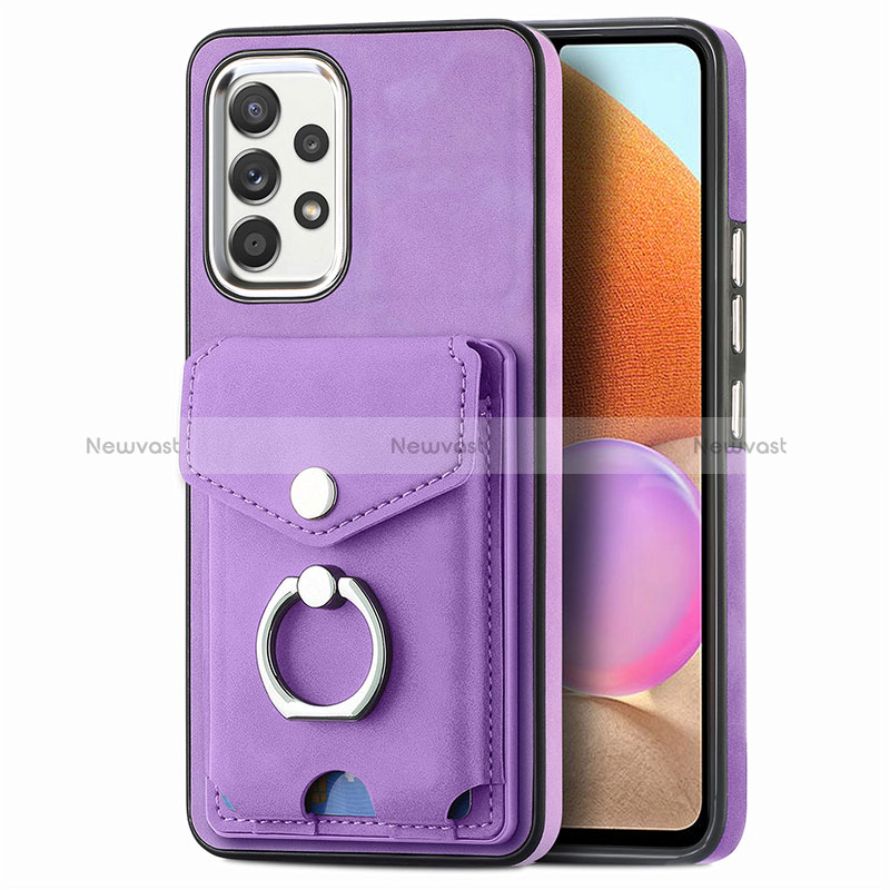 Soft Silicone Gel Leather Snap On Case Cover SD3 for Samsung Galaxy A32 4G Purple