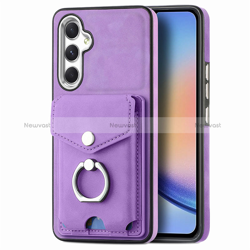 Soft Silicone Gel Leather Snap On Case Cover SD3 for Samsung Galaxy A34 5G Clove Purple