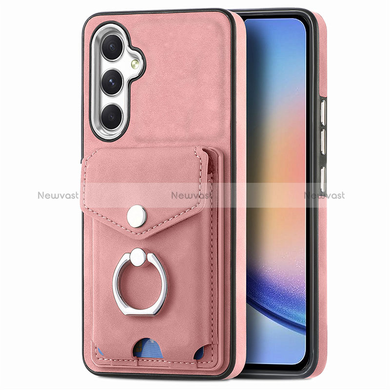 Soft Silicone Gel Leather Snap On Case Cover SD3 for Samsung Galaxy A34 5G Pink