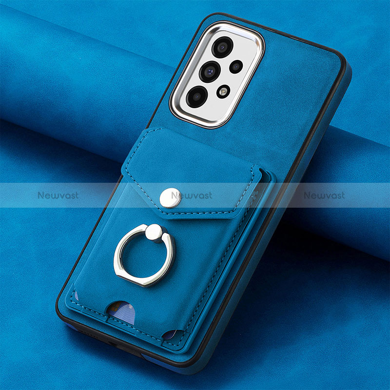 Soft Silicone Gel Leather Snap On Case Cover SD3 for Samsung Galaxy A73 5G Blue