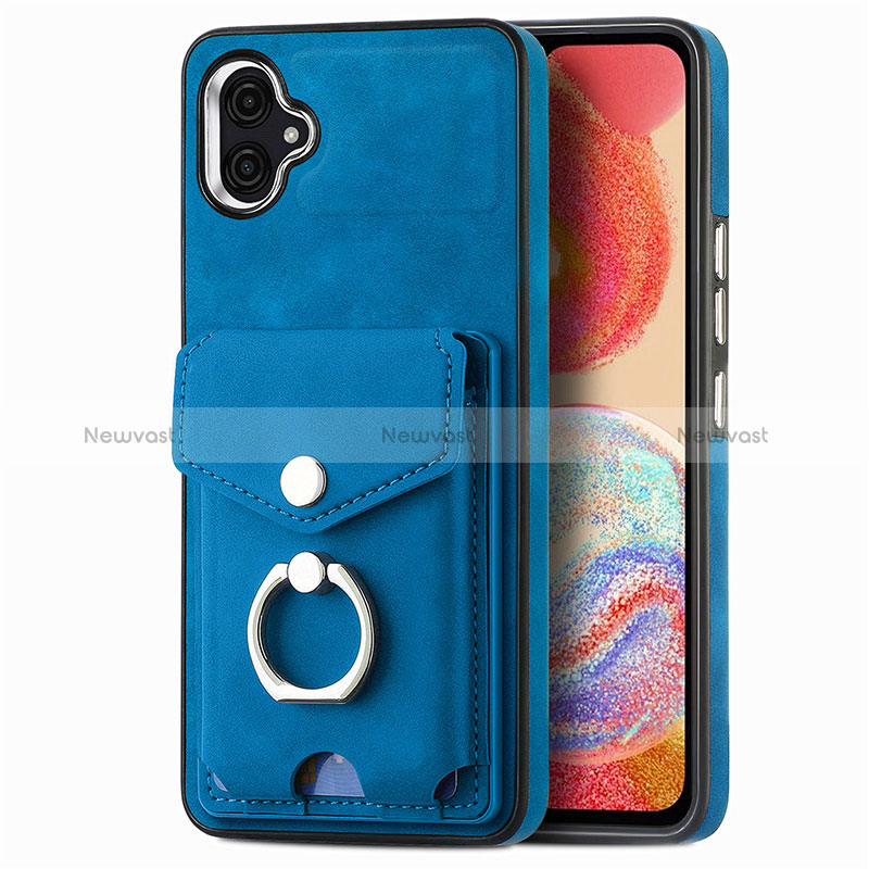 Soft Silicone Gel Leather Snap On Case Cover SD3 for Samsung Galaxy F04 Blue