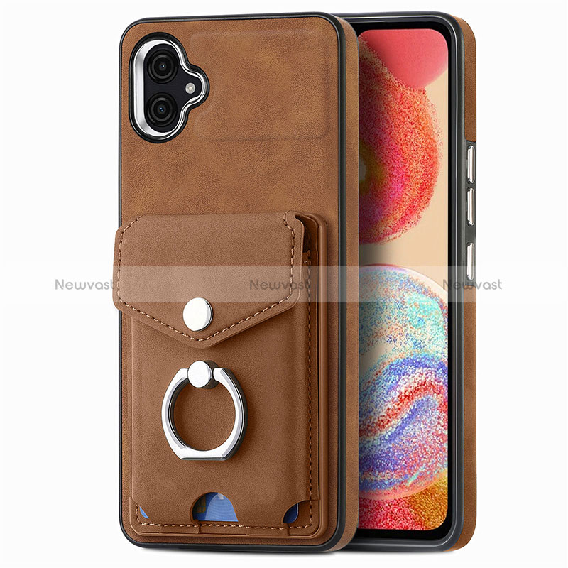 Soft Silicone Gel Leather Snap On Case Cover SD3 for Samsung Galaxy M04 Brown