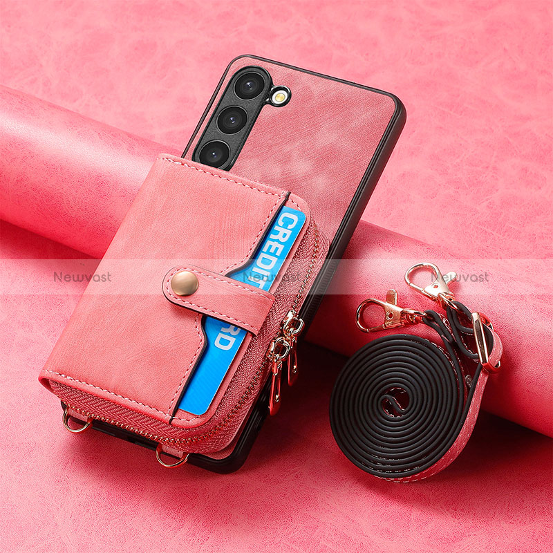 Soft Silicone Gel Leather Snap On Case Cover SD3 for Samsung Galaxy S22 5G Pink