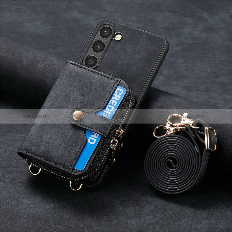 Soft Silicone Gel Leather Snap On Case Cover SD3 for Samsung Galaxy S24 5G Black