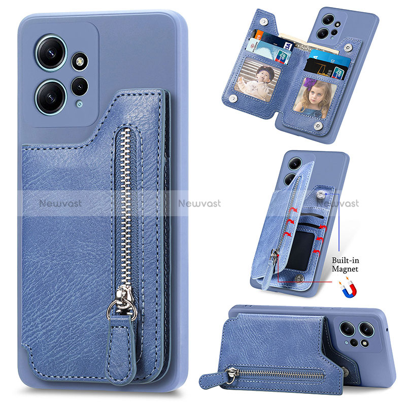 Soft Silicone Gel Leather Snap On Case Cover SD3 for Xiaomi Redmi Note 12 4G Blue