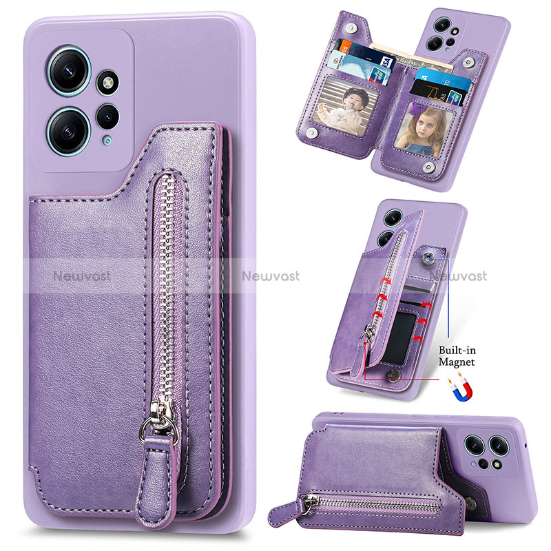 Soft Silicone Gel Leather Snap On Case Cover SD3 for Xiaomi Redmi Note 12 4G Purple