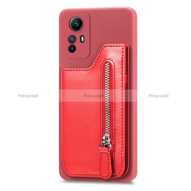 Soft Silicone Gel Leather Snap On Case Cover SD3 for Xiaomi Redmi Note 12S Red