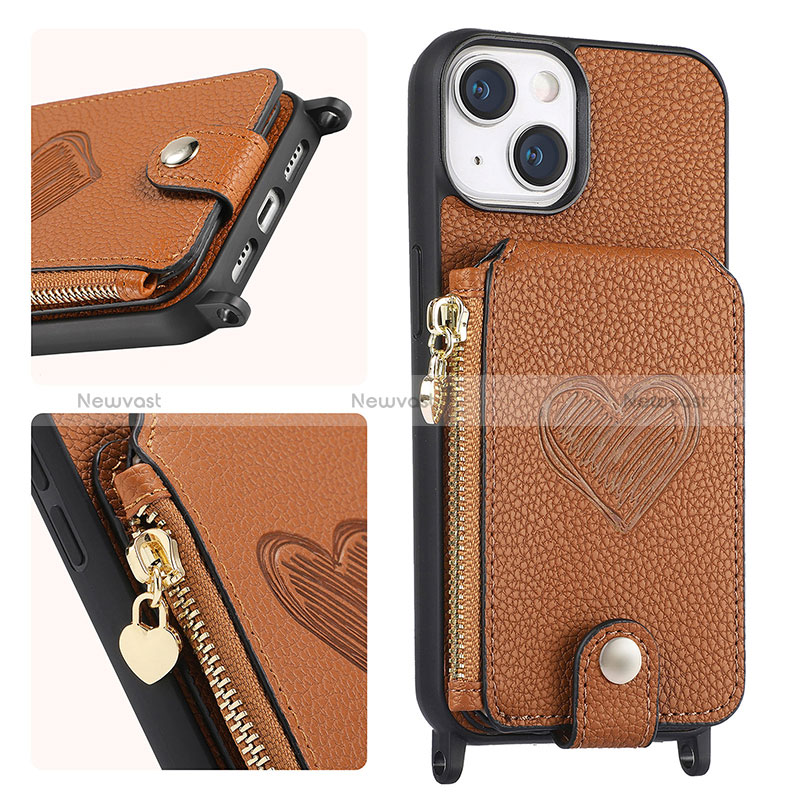 Soft Silicone Gel Leather Snap On Case Cover SD4 for Apple iPhone 14 Plus Brown