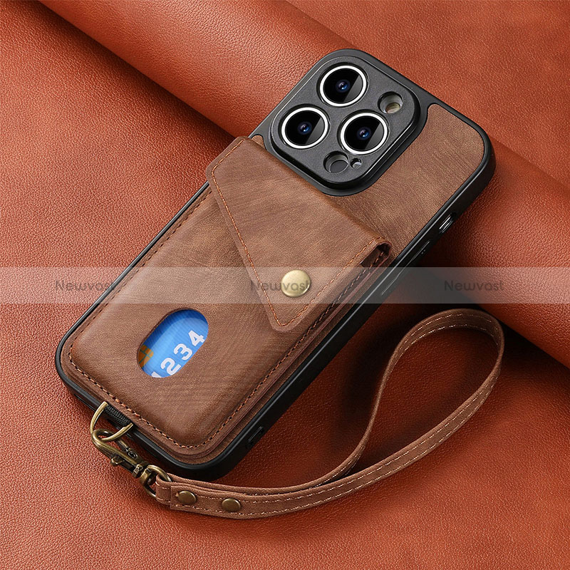 Soft Silicone Gel Leather Snap On Case Cover SD4 for Apple iPhone 14 Pro Max Brown