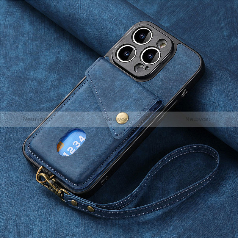 Soft Silicone Gel Leather Snap On Case Cover SD4 for Apple iPhone 15 Pro Max Blue