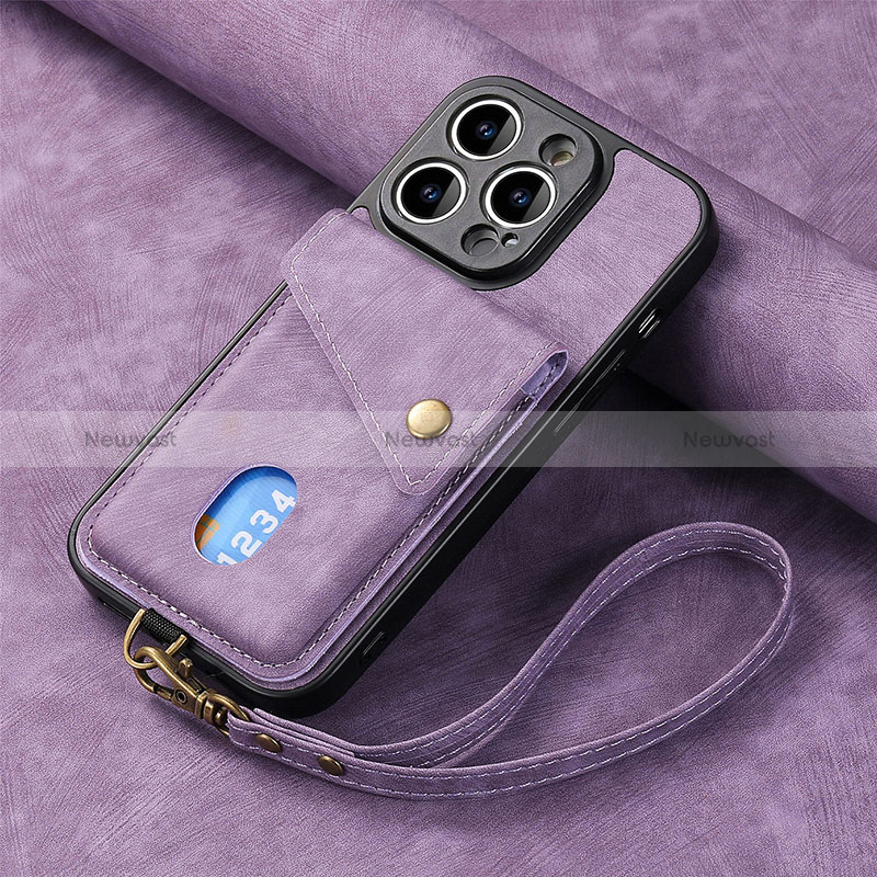 Soft Silicone Gel Leather Snap On Case Cover SD4 for Apple iPhone 16 Pro Clove Purple