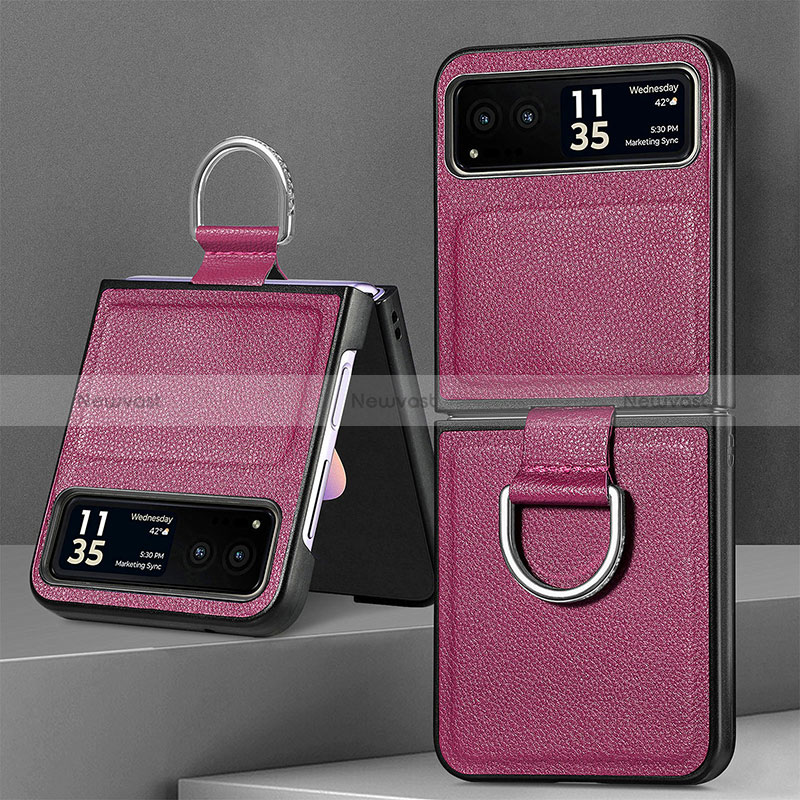 Soft Silicone Gel Leather Snap On Case Cover SD4 for Motorola Moto Razr 40 5G Clove Purple