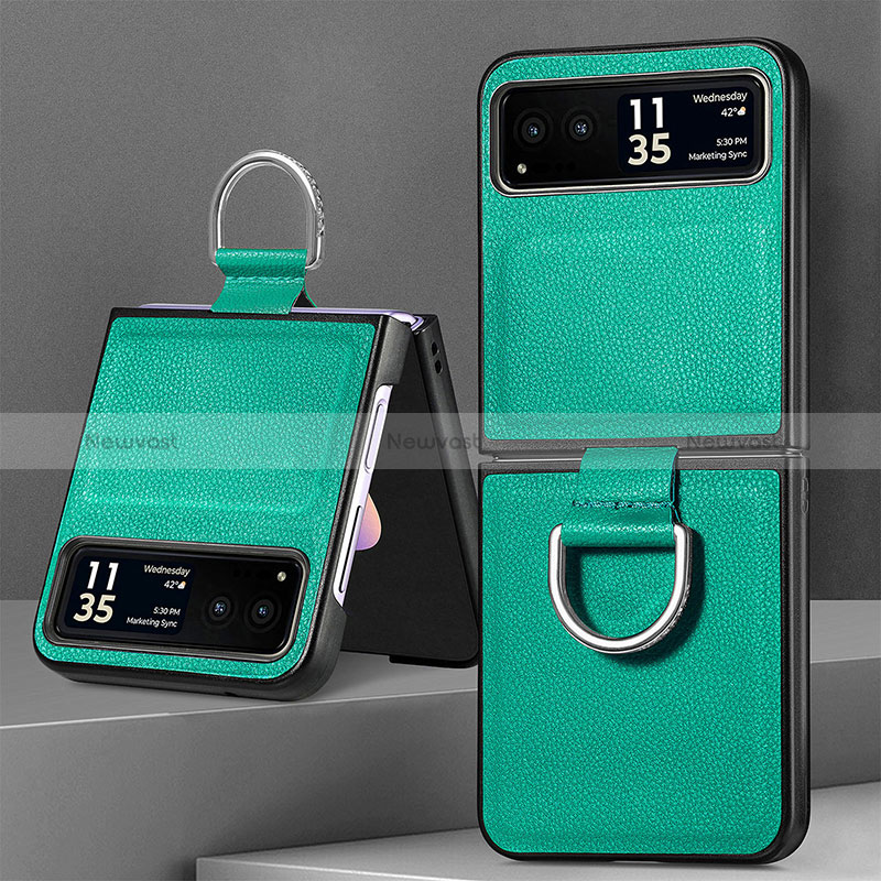 Soft Silicone Gel Leather Snap On Case Cover SD4 for Motorola Moto Razr 40 5G Green