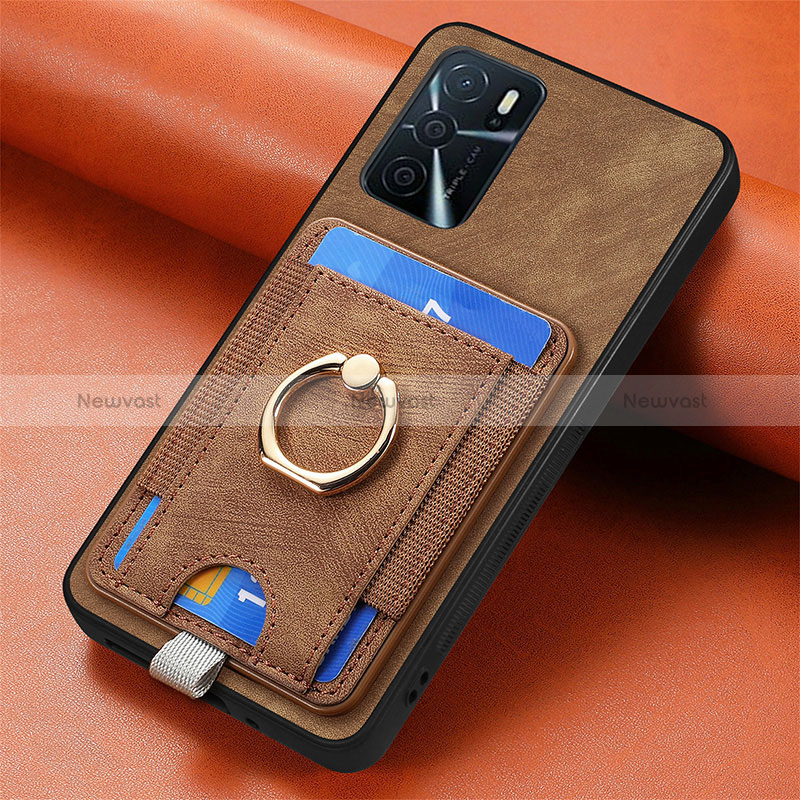 Soft Silicone Gel Leather Snap On Case Cover SD4 for Oppo A16s Brown