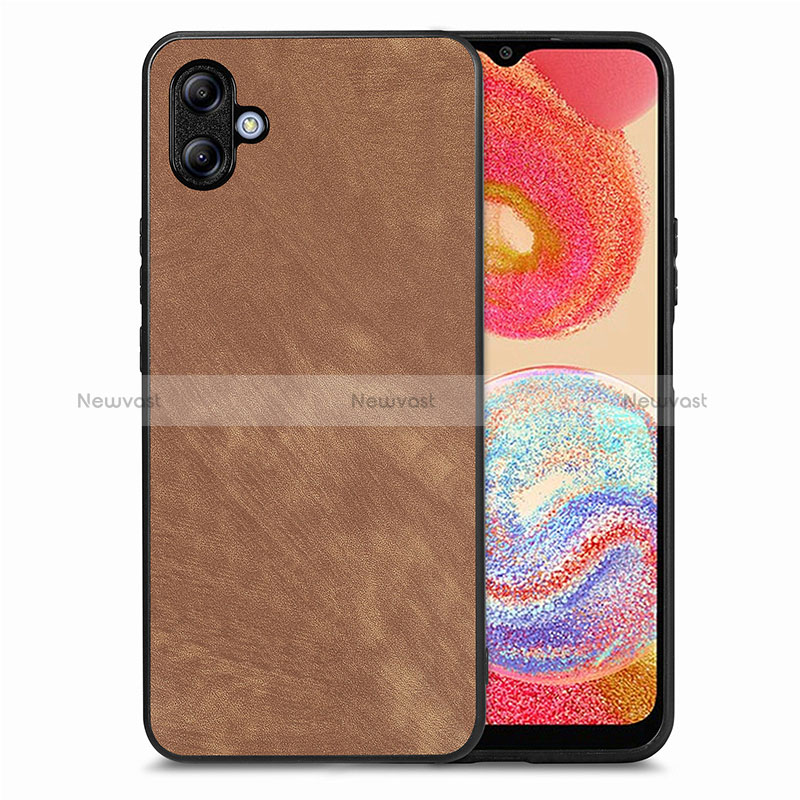 Soft Silicone Gel Leather Snap On Case Cover SD4 for Samsung Galaxy A04E Brown
