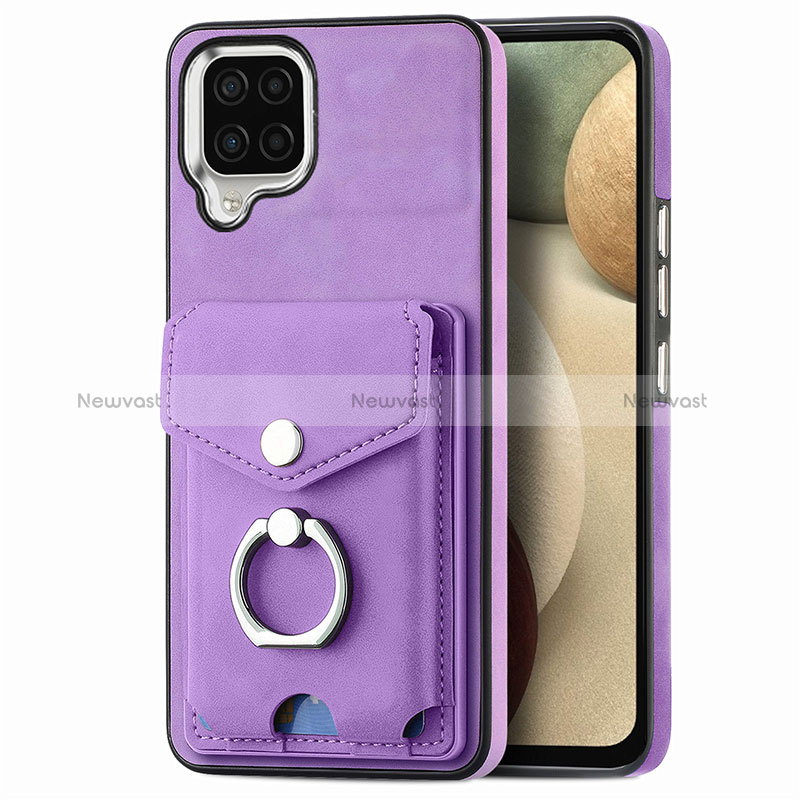 Soft Silicone Gel Leather Snap On Case Cover SD4 for Samsung Galaxy A12 5G Purple