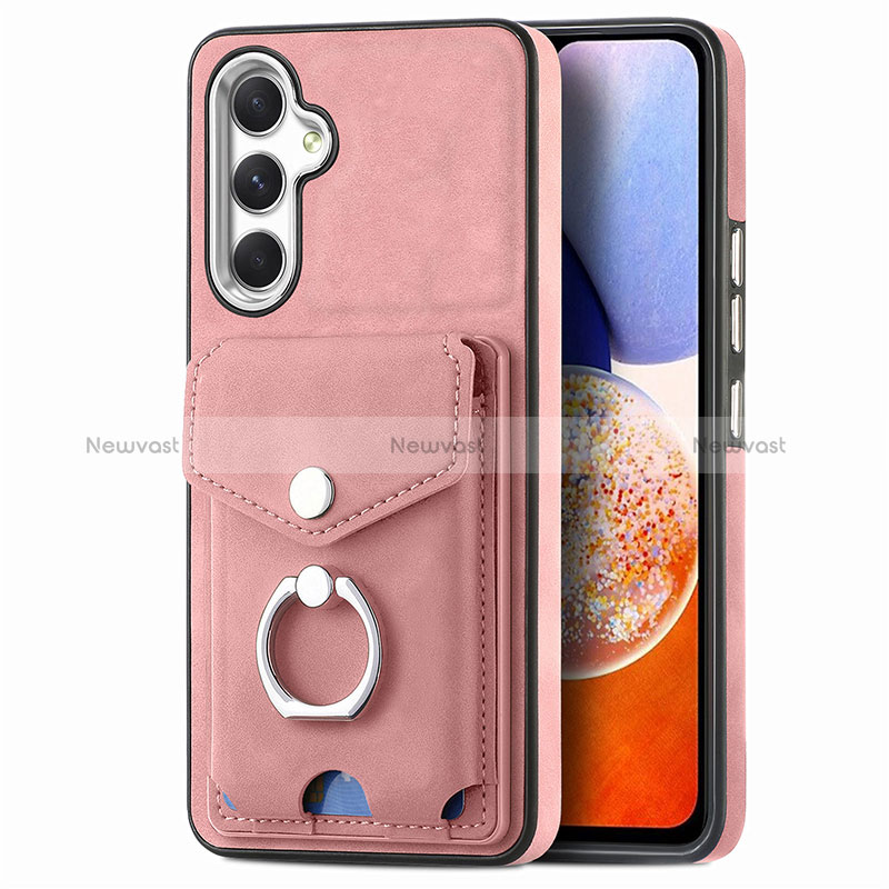 Soft Silicone Gel Leather Snap On Case Cover SD4 for Samsung Galaxy A14 5G Pink