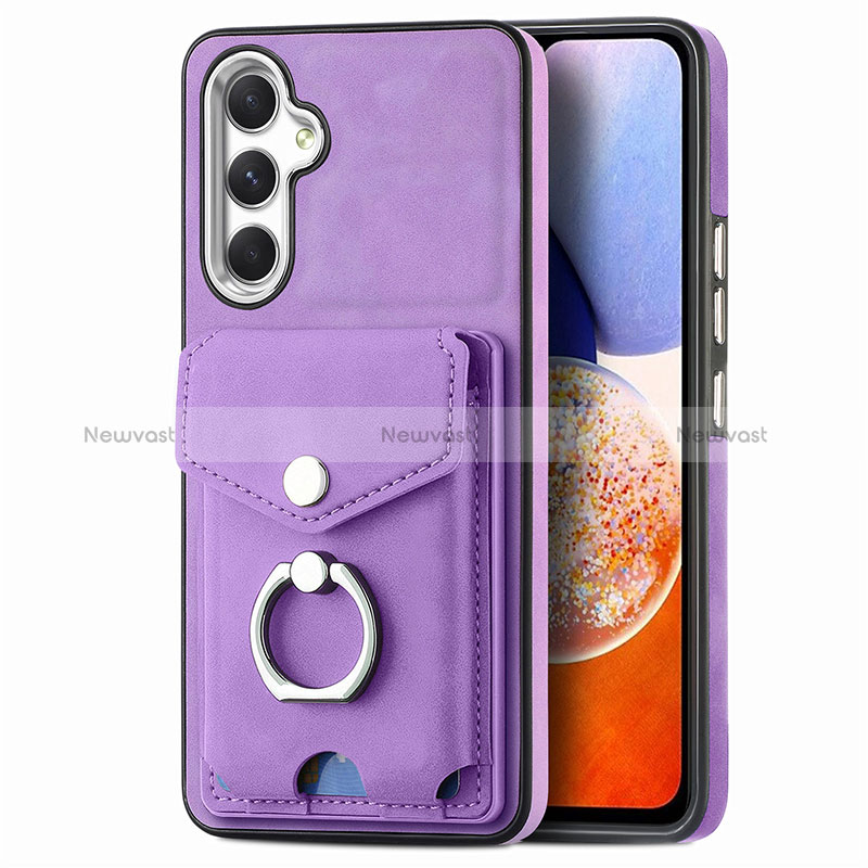 Soft Silicone Gel Leather Snap On Case Cover SD4 for Samsung Galaxy A14 5G Purple