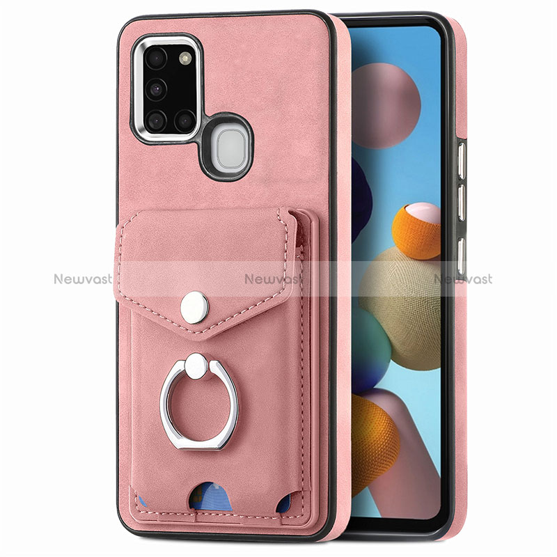 Soft Silicone Gel Leather Snap On Case Cover SD4 for Samsung Galaxy A21s Pink