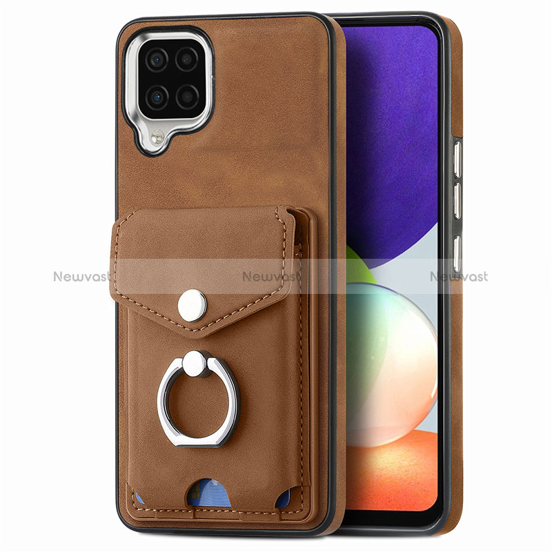 Soft Silicone Gel Leather Snap On Case Cover SD4 for Samsung Galaxy A22 4G Brown