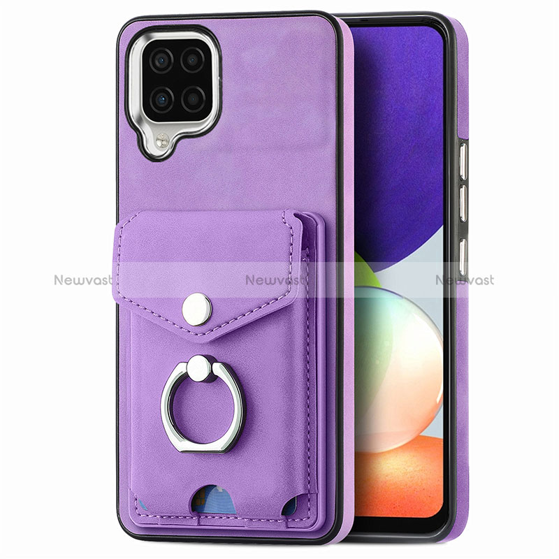 Soft Silicone Gel Leather Snap On Case Cover SD4 for Samsung Galaxy A22 4G Purple