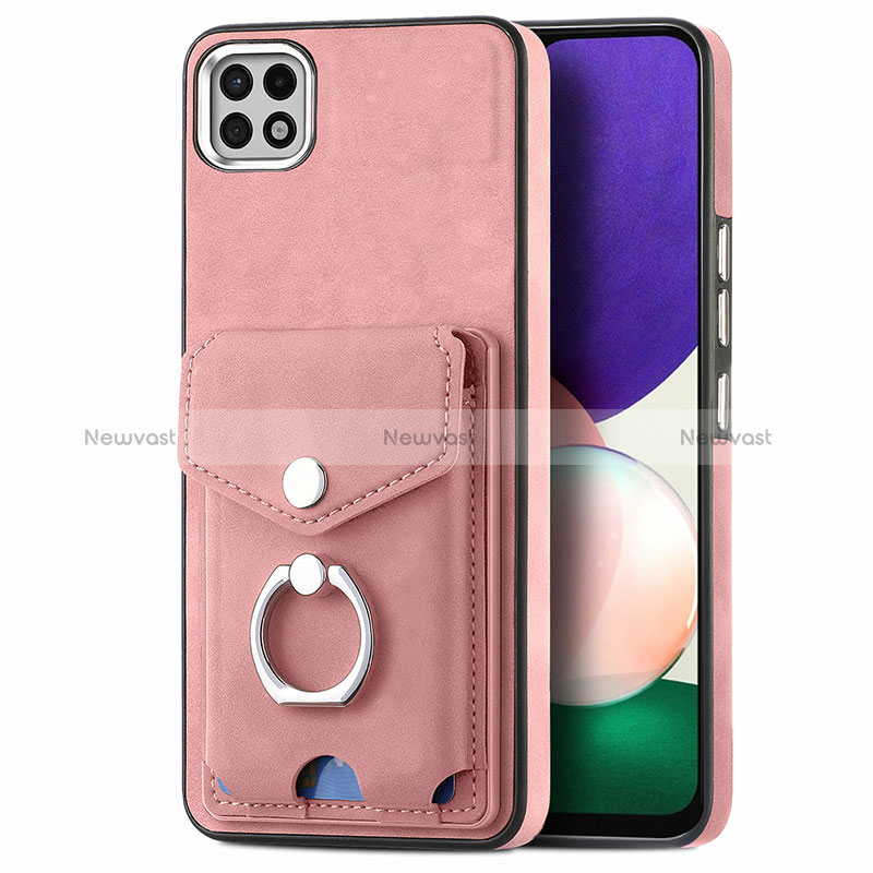 Soft Silicone Gel Leather Snap On Case Cover SD4 for Samsung Galaxy A22 5G Pink