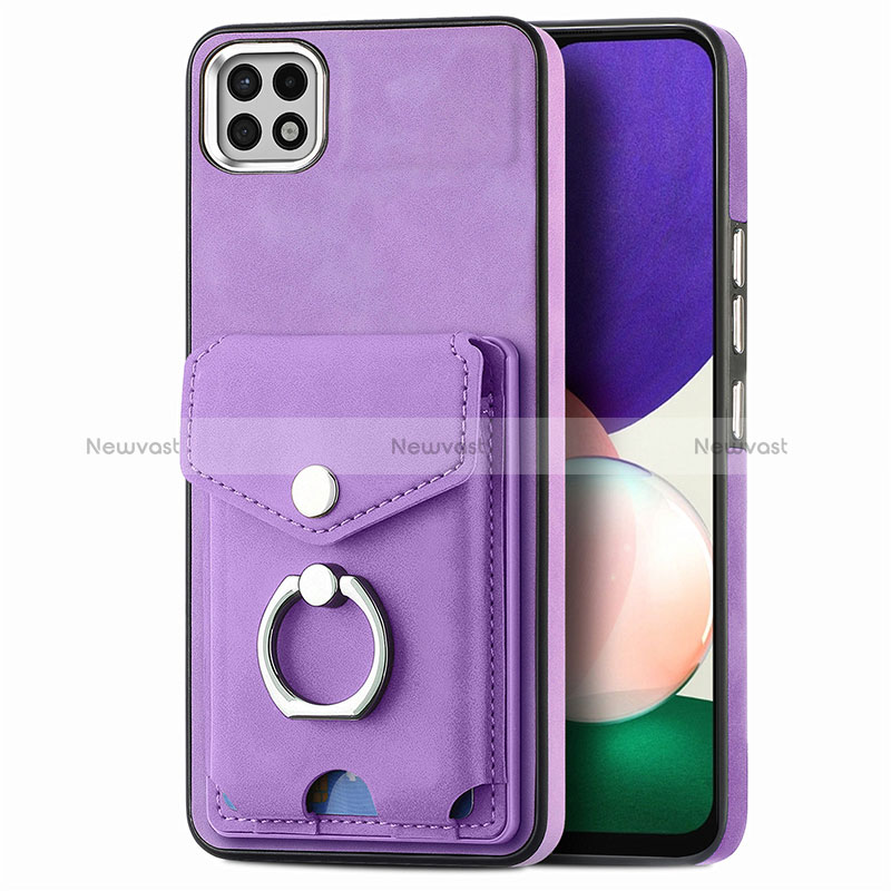 Soft Silicone Gel Leather Snap On Case Cover SD4 for Samsung Galaxy A22 5G Purple