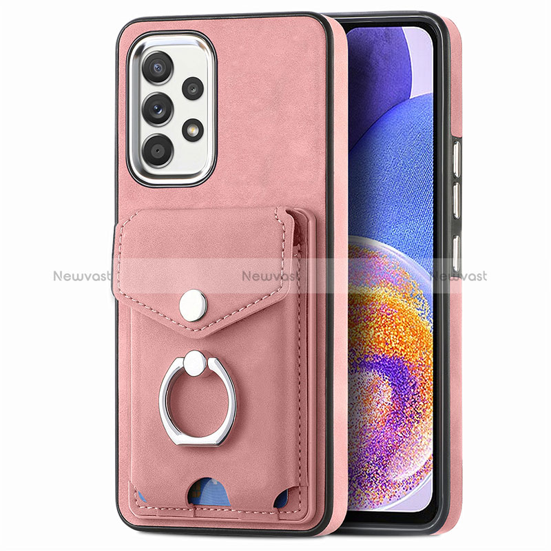 Soft Silicone Gel Leather Snap On Case Cover SD4 for Samsung Galaxy A23 4G Pink