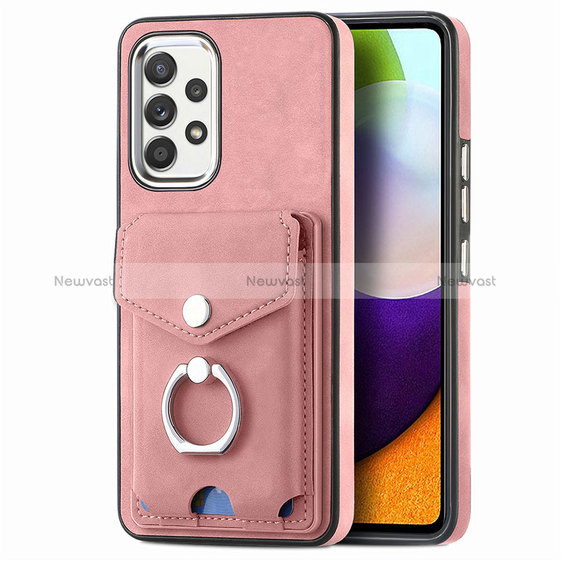 Soft Silicone Gel Leather Snap On Case Cover SD4 for Samsung Galaxy A52 4G Pink