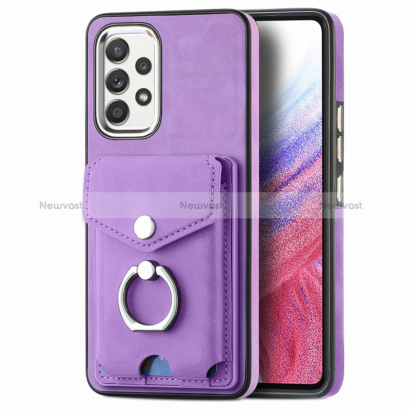 Soft Silicone Gel Leather Snap On Case Cover SD4 for Samsung Galaxy A53 5G Purple