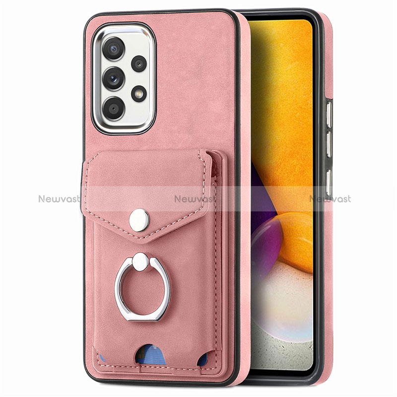 Soft Silicone Gel Leather Snap On Case Cover SD4 for Samsung Galaxy A72 4G Pink